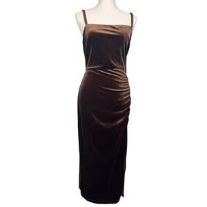 NEW Taylor Velvet Brown Midi Dress Size 14 NWT